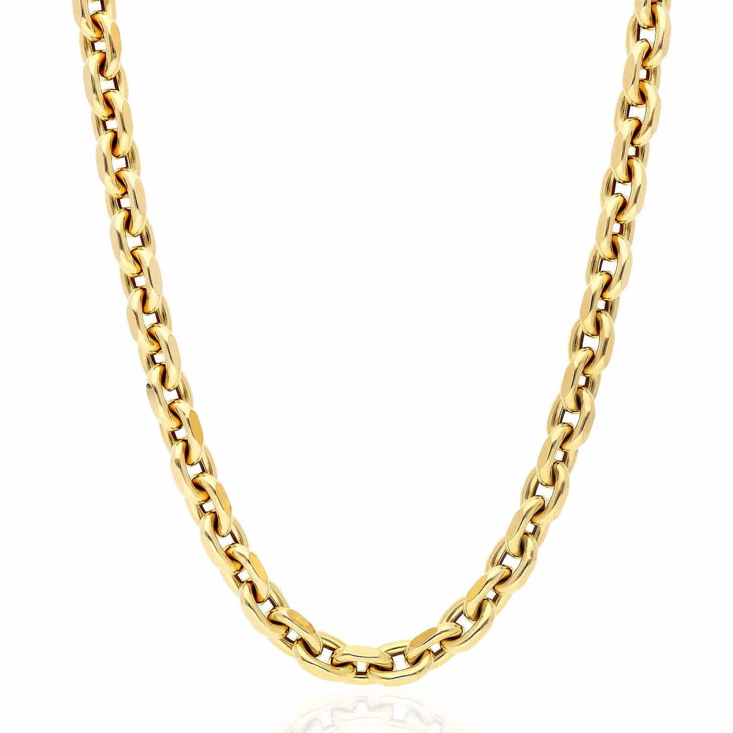 14K Yellow Gold 7.5mm Diamond Cut Cable  Chain Necklace 22" 24" 26"
