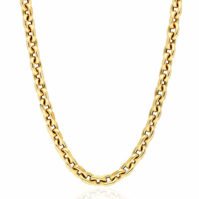 14K Yellow Gold 7.5mm Diamond-Cut Cable Chain (Hollow) 22"-26"