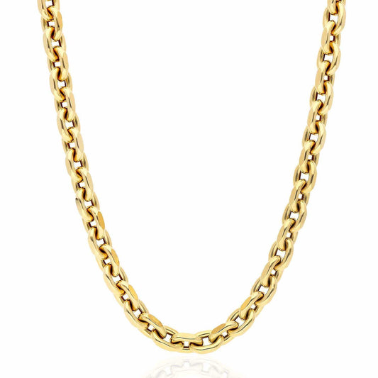 14K Yellow Gold 7.5mm Diamond Cut Cable  Chain Necklace 22" 24" 26"