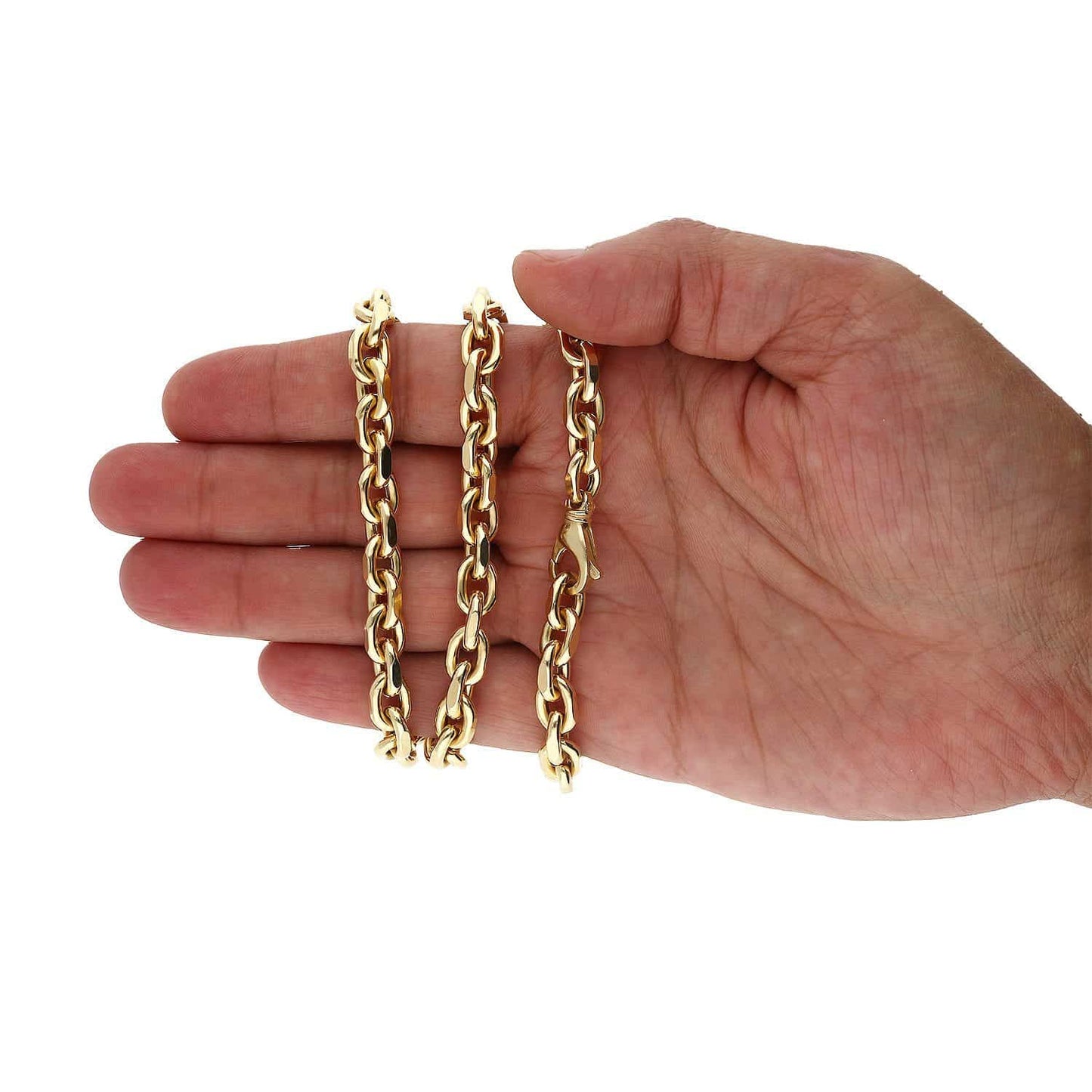 14K Yellow Gold 7.5mm Diamond Cut Cable  Chain Necklace 22" 24" 26"
