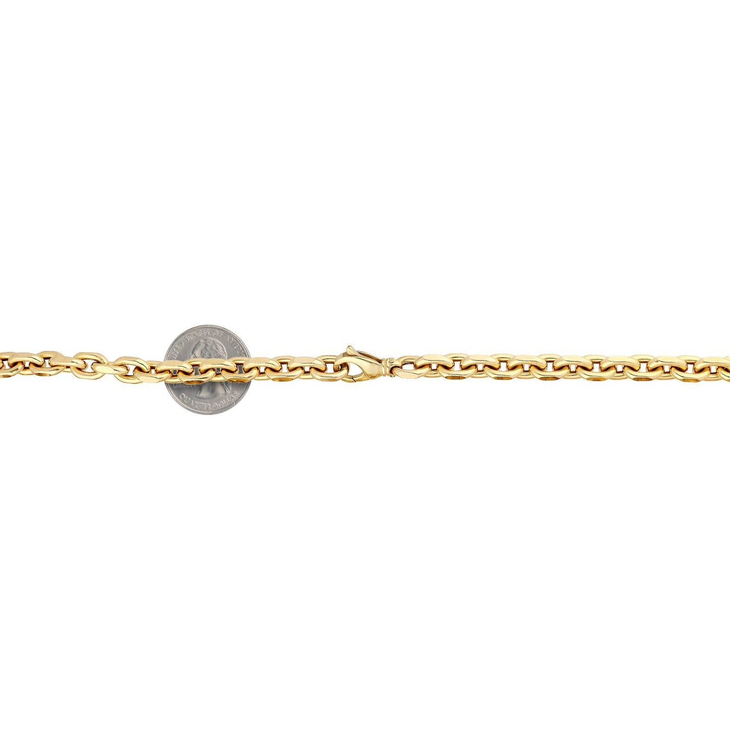 14K Yellow Gold 7.5mm Diamond Cut Cable  Chain Necklace 22" 24" 26"