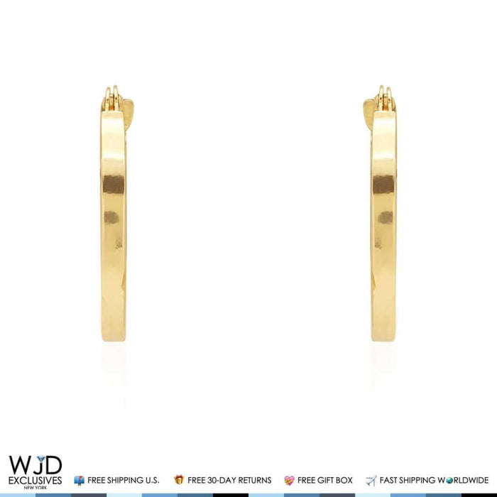 16mm Diameter Diamond-Cut Snap Closure Hoop Earrings 14K Yellow Gold