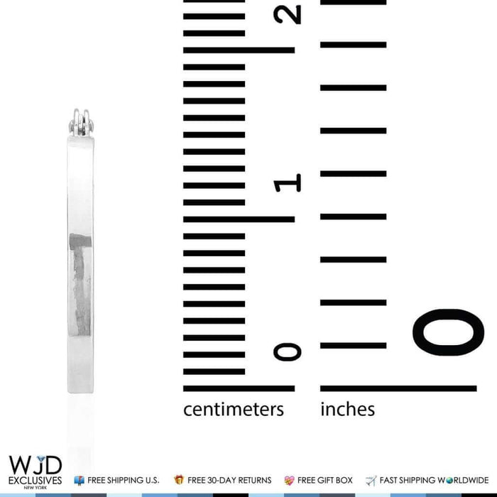 16mm Diameter Plain Square Hoop Snap Closure Earrings 14K White Gold