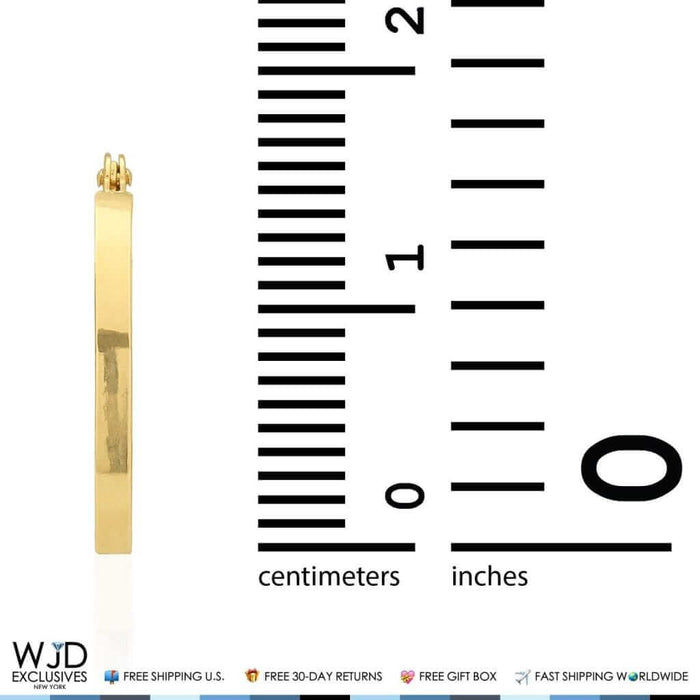 16mm Diameter Plain Square Hoop Snap Closure Earrings 14K Yellow Gold