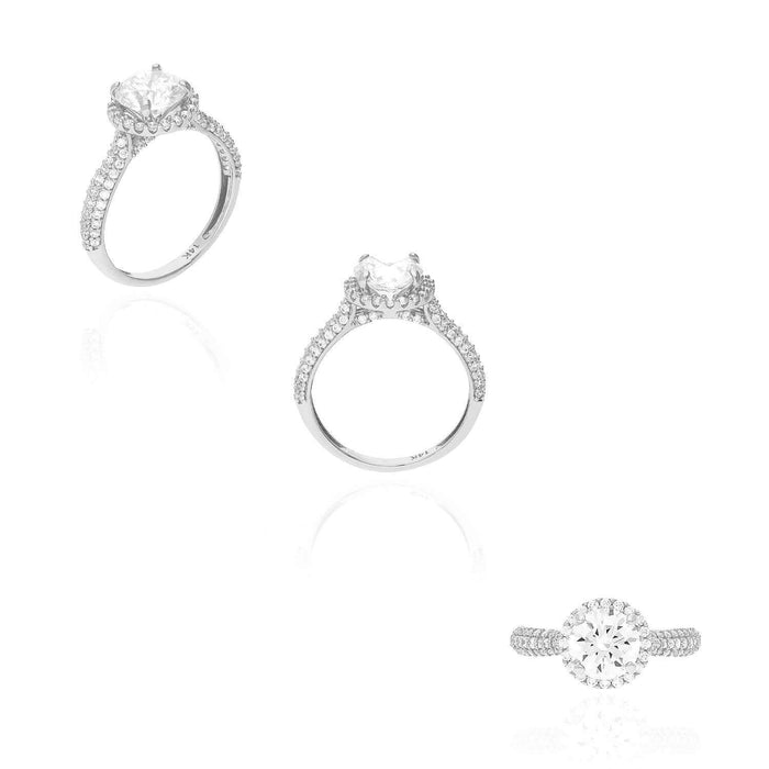 2.35Ct CZ Round Halo Engagement Ring 14K Gold White