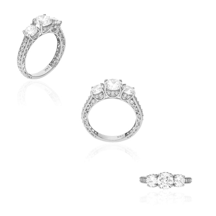 2.75CT CZ Vintage-Antique-Style 14K Gold White Engagement Ring