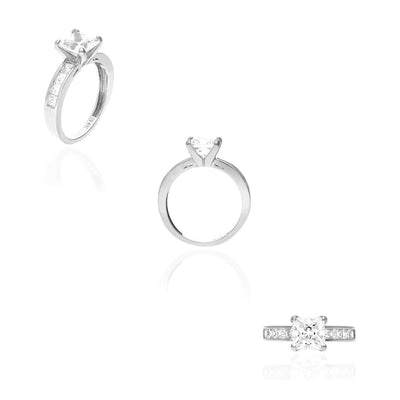 2.5TCW Princess-Cut Channel Set 14K Gold White CZ Engagement Ring