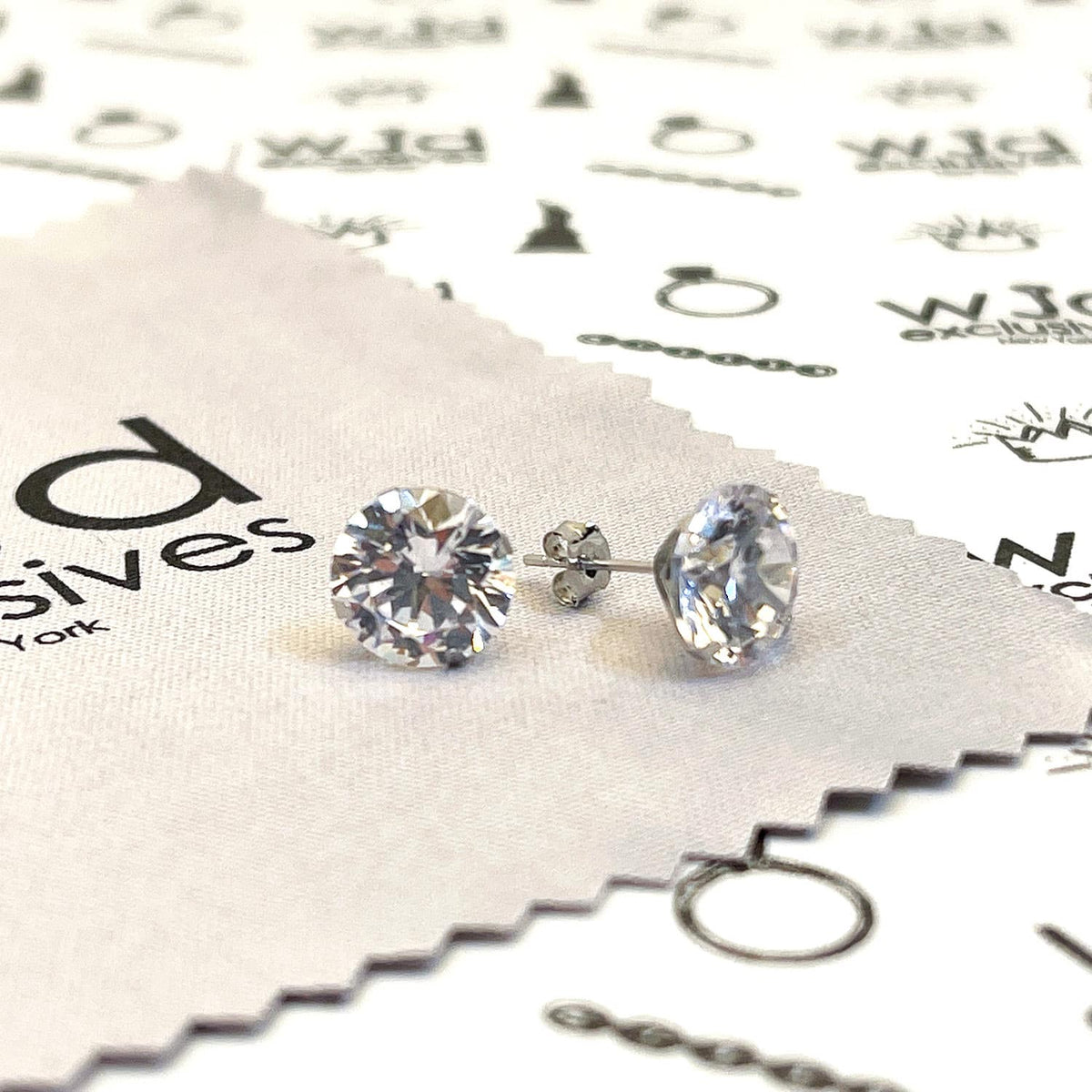8CTW CZ Round-Cut 14K White Push Back Stud Earrings 10mm