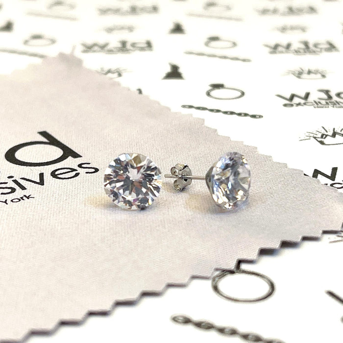 8CTW CZ Round-Cut 14K White Push Back Stud Earrings 10mm