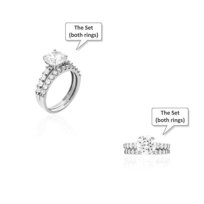 2.95CTW CZ 14K Gold White Engagement Wedding Band Bridal Ring Set