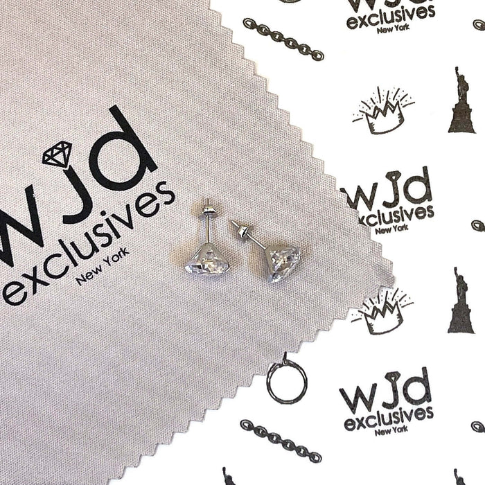 8CTW CZ Round-Cut 14K White Push Back Stud Earrings 10mm