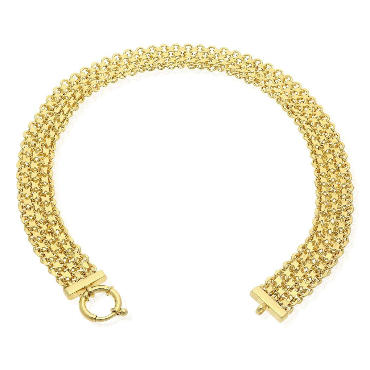 Yellow or White Gold Over Sterling Silver 17mm Bismark Necklace (Solid Links) 17"