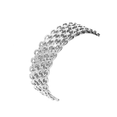 Yellow or White Gold Over Sterling Silver 17mm Bismark Bracelet (Solid Links) 7.25"
