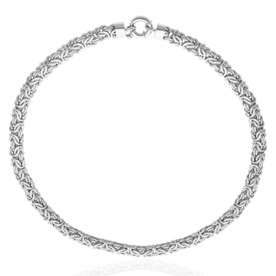 White or Yellow Gold Over Sterling Silver 8mm Byzantine Necklace (Hollow) 17"