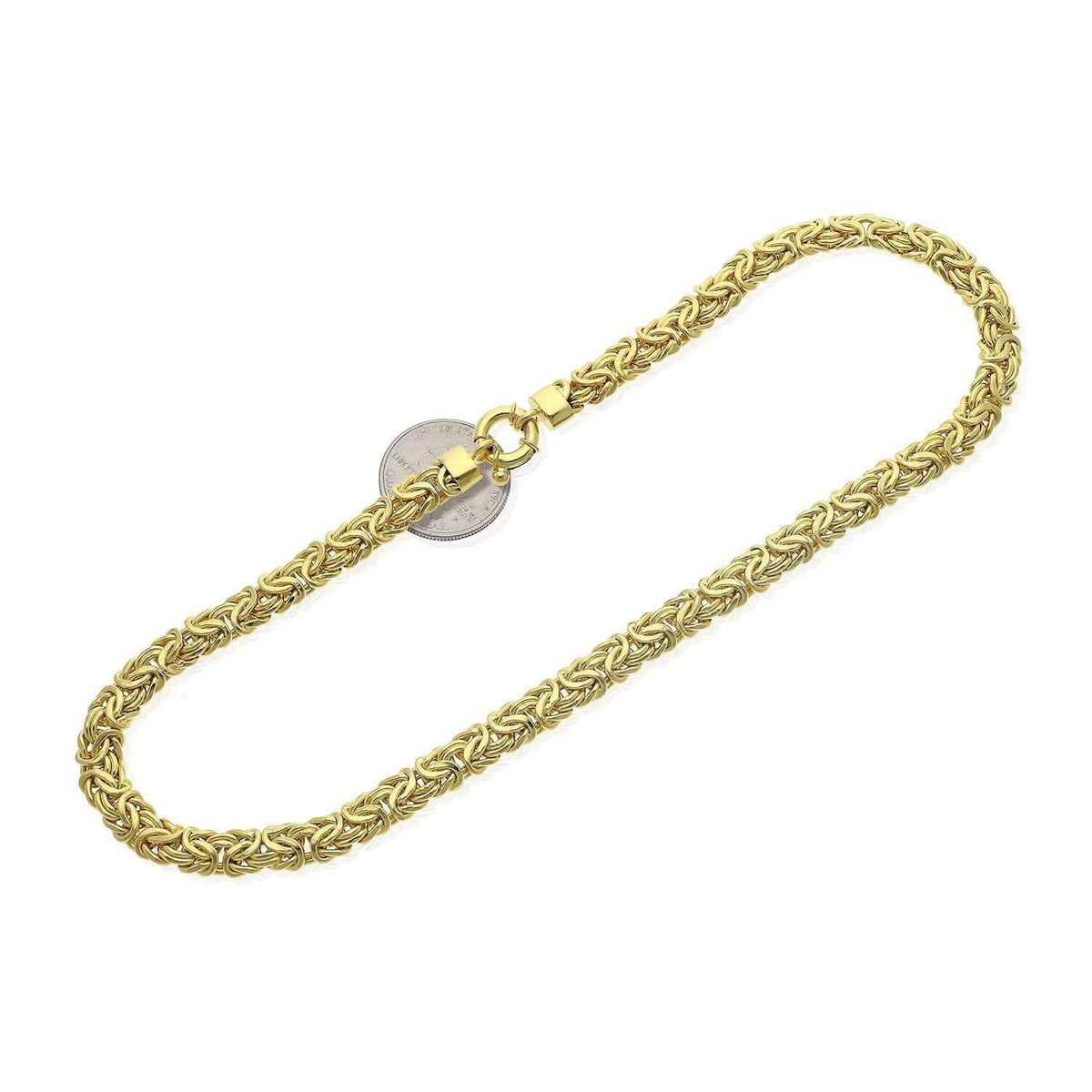 White or Yellow Gold Over Sterling Silver 8mm Byzantine Necklace (Hollow) 17"