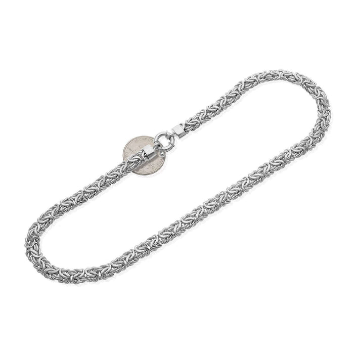 White or Yellow Gold Over Sterling Silver 8mm Byzantine Necklace (Hollow) 17"