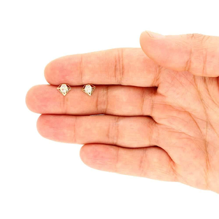 14k Yellow Gold White Gold 1Ct CZ Screw back Stud Earrings