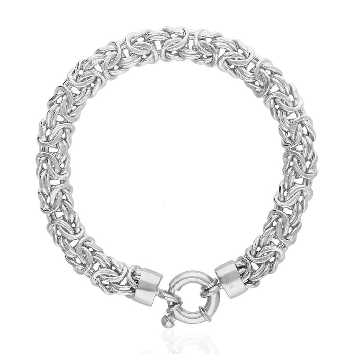 Yellow White Gold Over Sterling Silver 8mm Byzantine Bracelet (Hollow) 7.25"