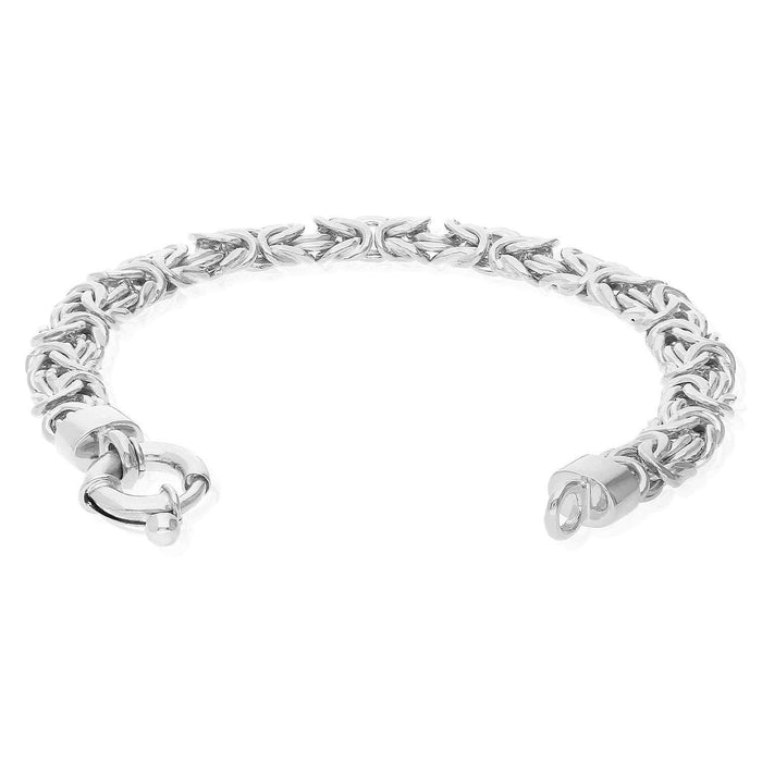 Yellow White Gold Over Sterling Silver 8mm Byzantine Bracelet (Hollow) 7.25"