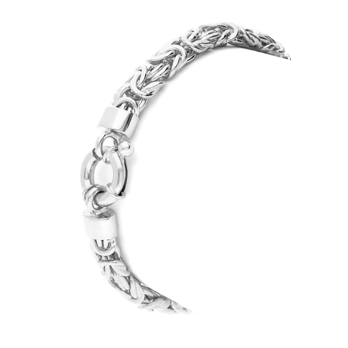 Yellow White Gold Over Sterling Silver 8mm Byzantine Bracelet (Hollow) 7.25"