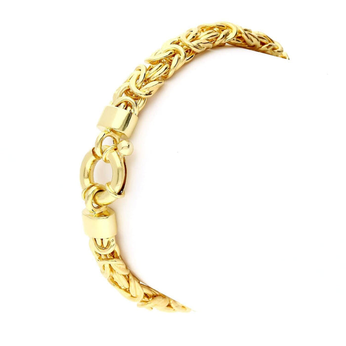 Yellow White Gold Over Sterling Silver 8mm Byzantine Bracelet (Hollow) 7.25"