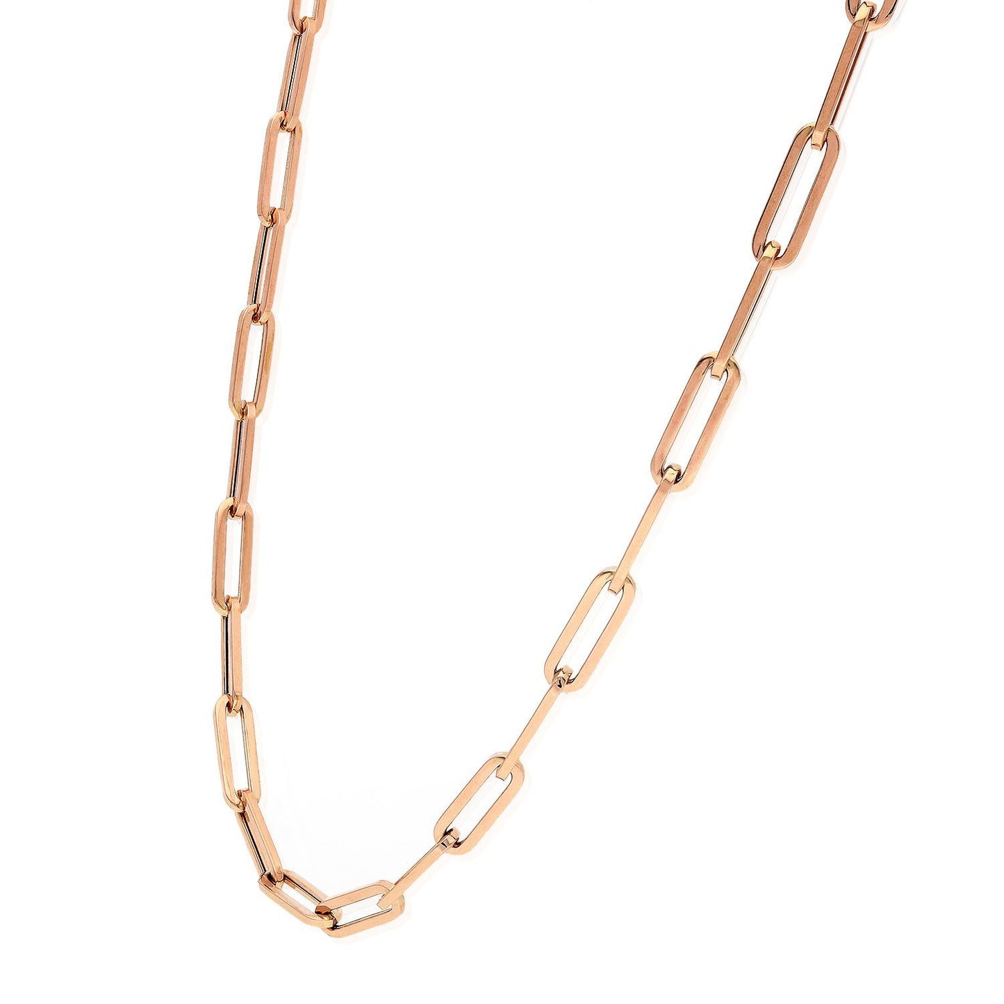 14K Rose Gold 4mm Paperclip Elongated Open Chain Necklace 14"-30"