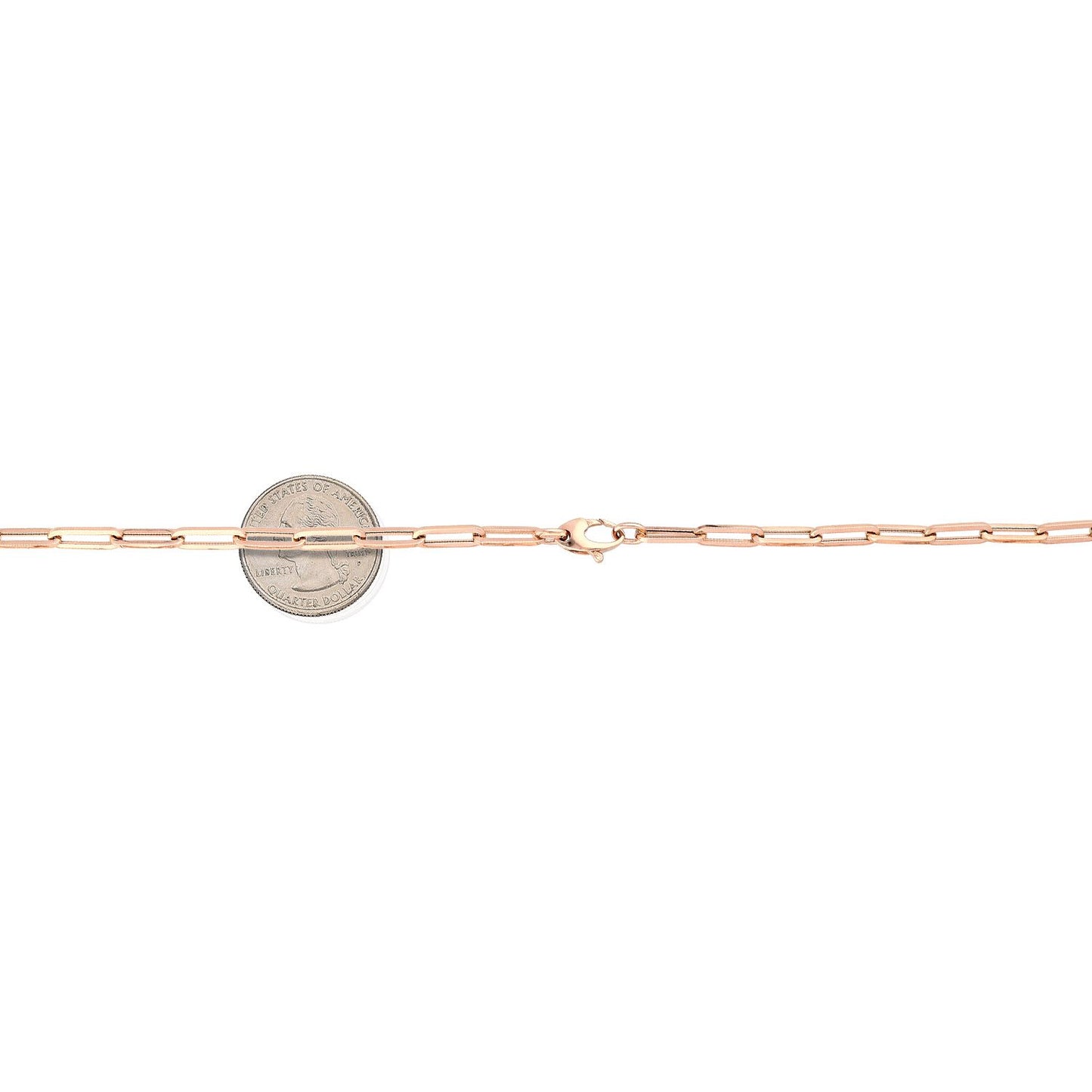 14K Rose Gold 4mm Paperclip Elongated Open Chain Necklace 14"-30"