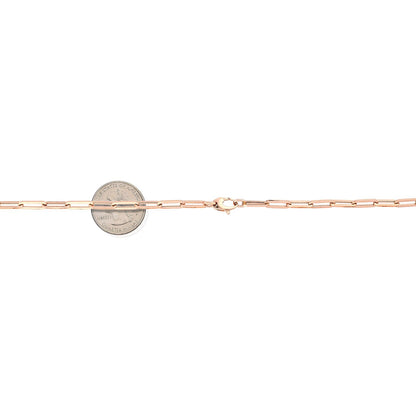14K Rose Gold 4mm Paperclip Elongated Open Chain Necklace 14"-30"