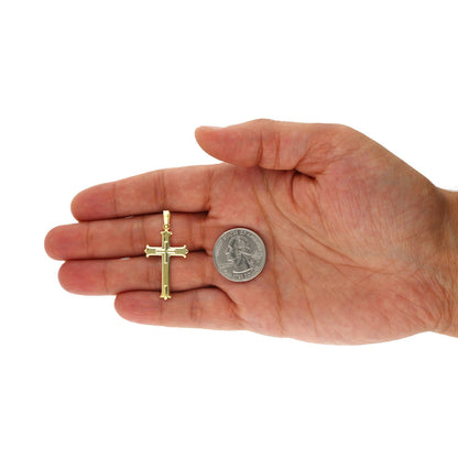 Yellow Gold Tone Over 925 Sterling Silver Religious Cross Pendant