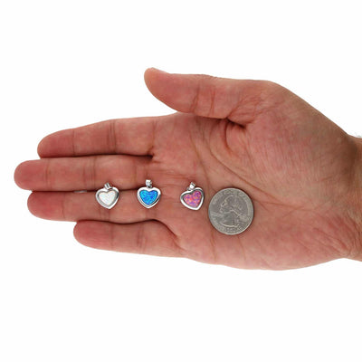 Sterling Silver Blue Purple White Fire Opal Heart Pendant Necklace 18"