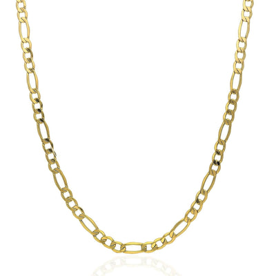 14K Yellow Gold 4.3mm Figaro Chain (Solid Links) 18"-24"
