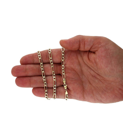 14K Yellow Gold 4.3mm Figaro Chain (Solid Links) 18"-24"