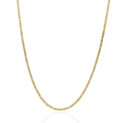 14K Yellow Gold 2mm Byzantine Chain (Solid Links) 20"-24"