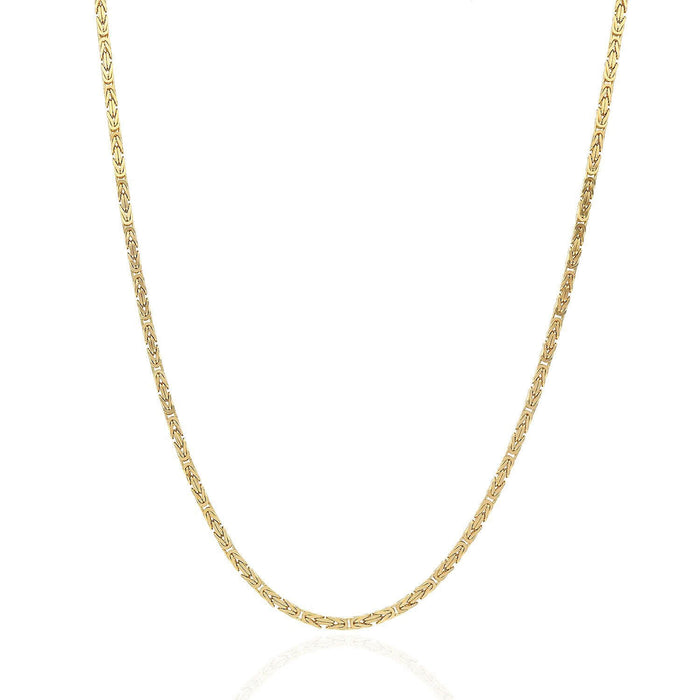 14K Yellow Gold 2mm Byzantine Chain (Solid Links) 20"-24"