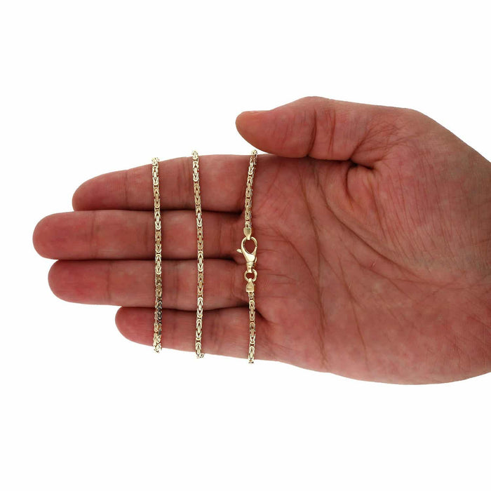 14K Yellow Gold 2mm Byzantine Chain (Solid Links) 20"-24"