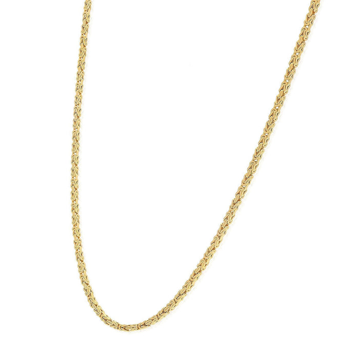 14K Yellow Gold 2mm Byzantine Chain (Solid Links) 20"-24"