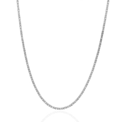 Solid 14K White Gold 2mm Byzantine Chain (Solid Links) 20"-24"