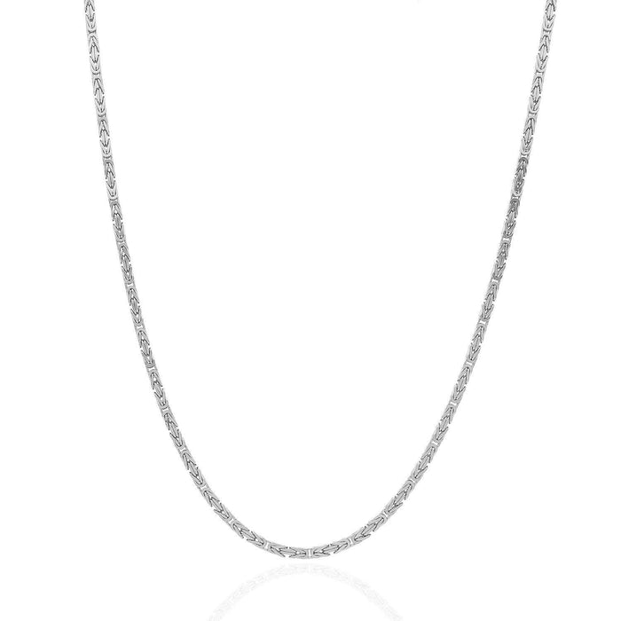 Solid 14K White Gold 2mm Byzantine Chain (Solid Links) 20"-24"