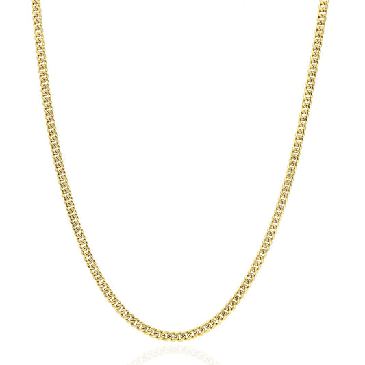14K Yellow Gold 2.9mm Hollow Miami Cuban Chain Necklace 16"-24"