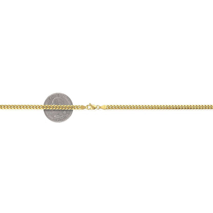 14K Yellow Gold 3.7mm Hollow Miami Cuban Chain Necklace 18"-26"