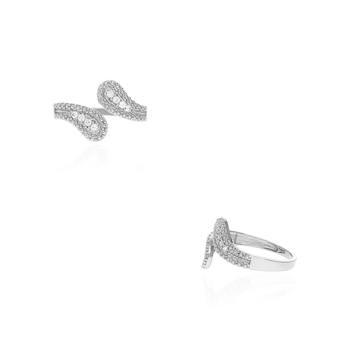 14K Gold 0.15CTW CZ Adjustable Knuckle Midi Ring