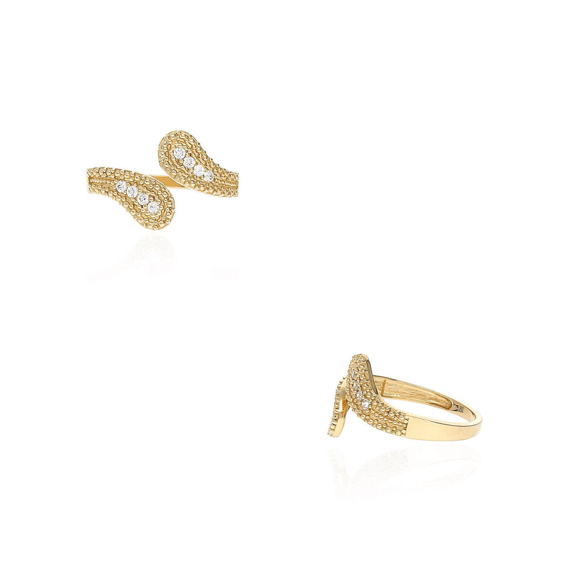 14K Gold 0.15CTW CZ Adjustable Knuckle Midi Ring