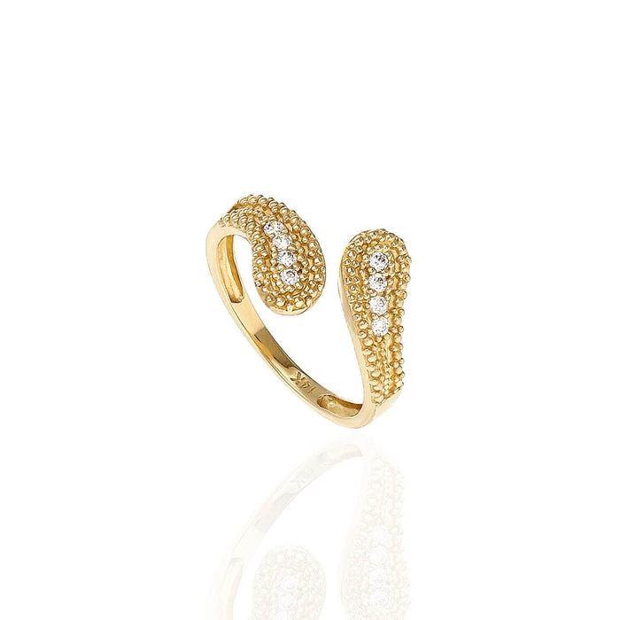 14K Gold 0.15CTW CZ Adjustable Knuckle Midi Ring