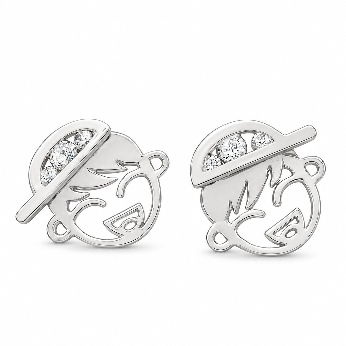 14K White Gold 0.20Ct Brilliant CZ Boy with Cap Stud Earrings