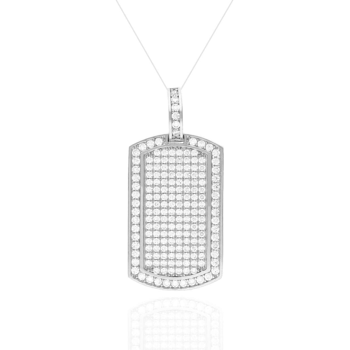 2.20CTW CZ Dog Tags Pendant 14K Yellow White Rose Gold 1.5"