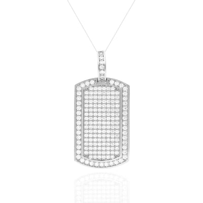 2.20CTW CZ Dog Tags Pendant 14K Yellow White Rose Gold 1.5"