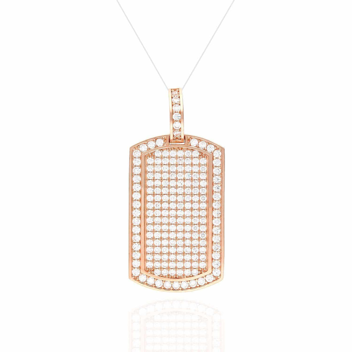 2.20CTW CZ Dog Tags Pendant 14K Yellow White Rose Gold 1.5"