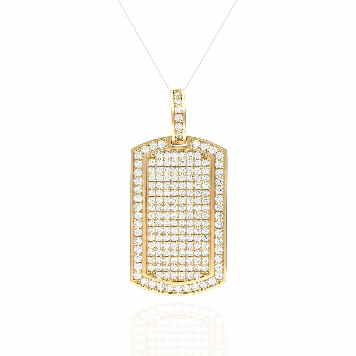 2.20CTW CZ Dog Tags Pendant 14K Yellow White Rose Gold 1.5"