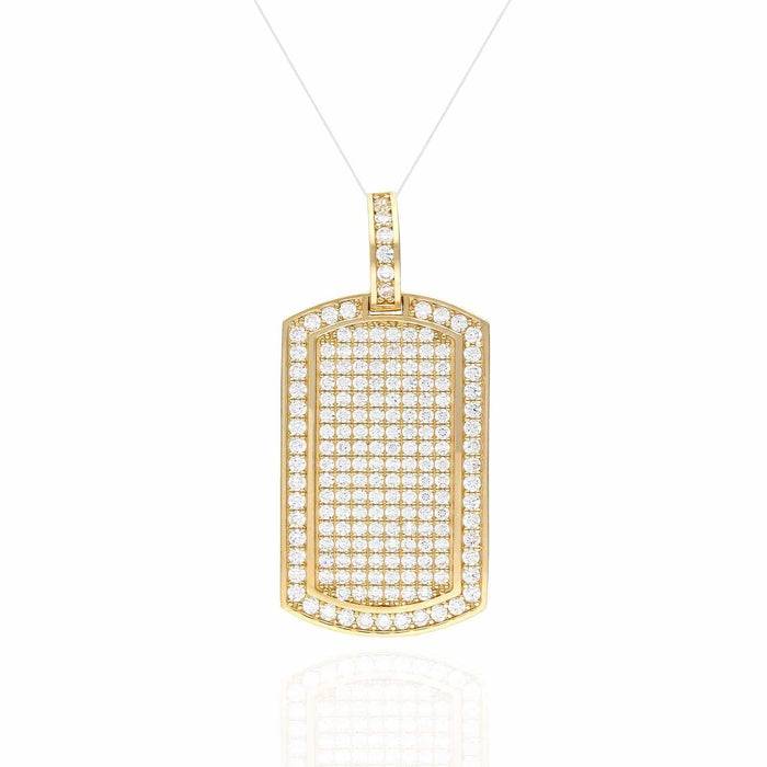 2.20CTW CZ Dog Tags Pendant 14K Yellow White Rose Gold 1.5"