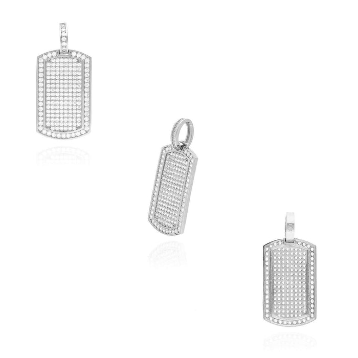 2.20CTW CZ Dog Tags Pendant 14K Yellow White Rose Gold 1.5"
